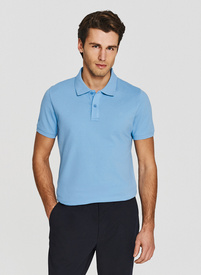 Niebieskie bawełniane polo męskie