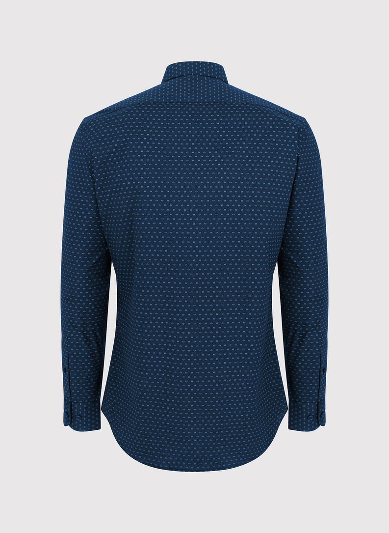 Granatowa koszula męska w mikrowzór