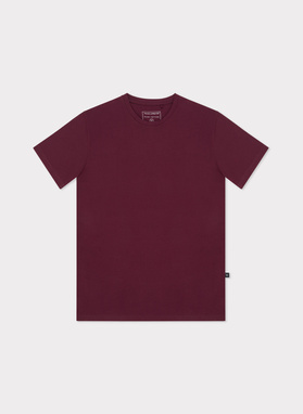 Bawełniany bordowy t-shirt z okrągłym dekoltem