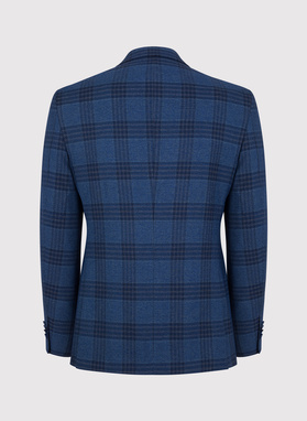 Casualowa granatowa marynarka męska w kratę