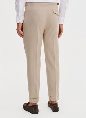 Spodnie męskie w prążek z lnem