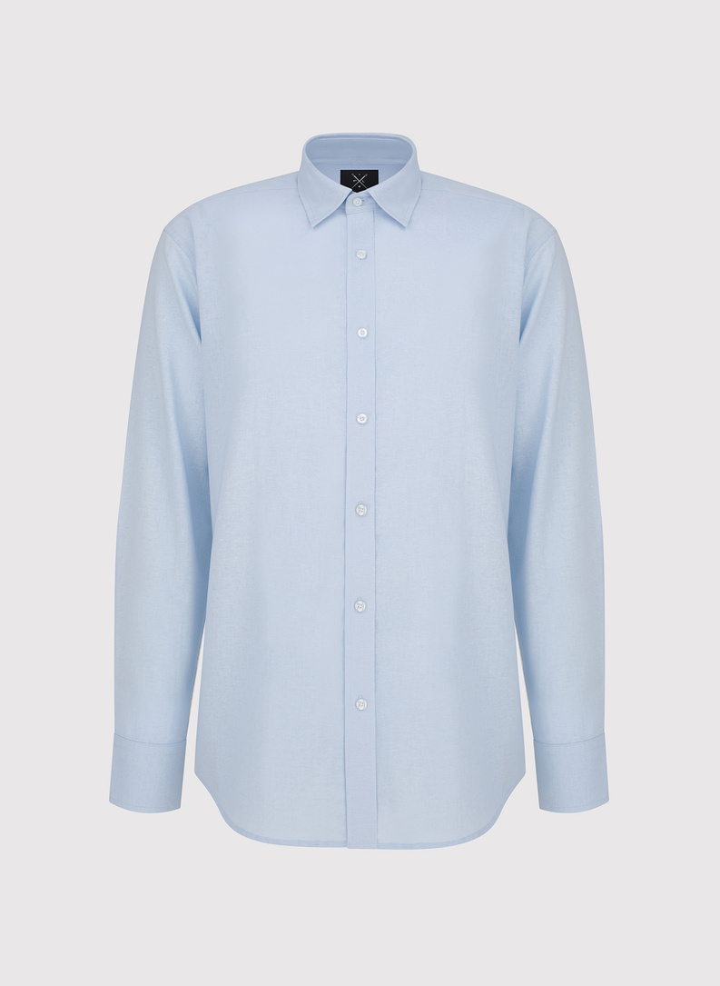 Błękitna koszula z lnu i bawełny