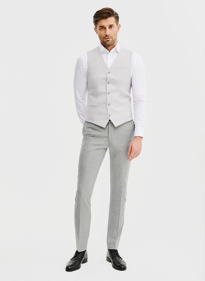 Jednorzędowa szara kamizelka