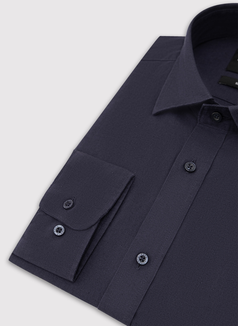 Granatowa koszula z lnem