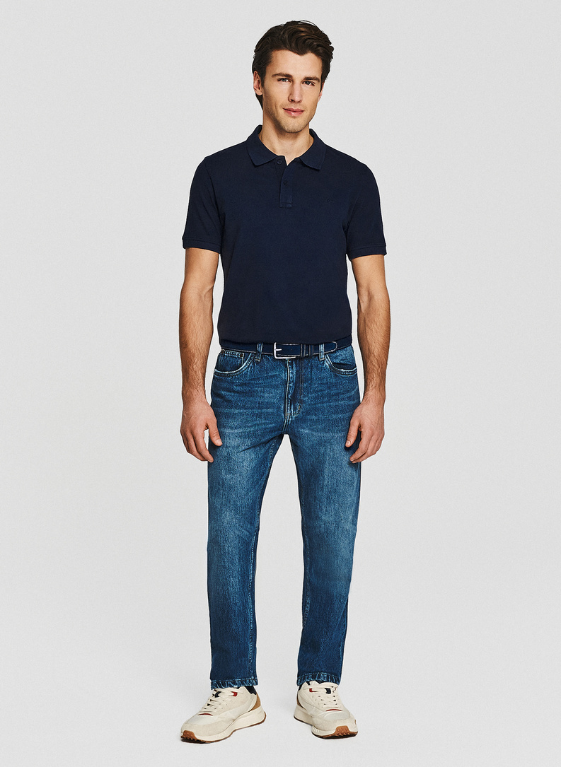 Granatowe męskie polo z bawełny