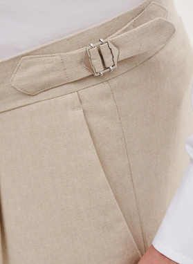 Beżowe spodnie męskie z lnem