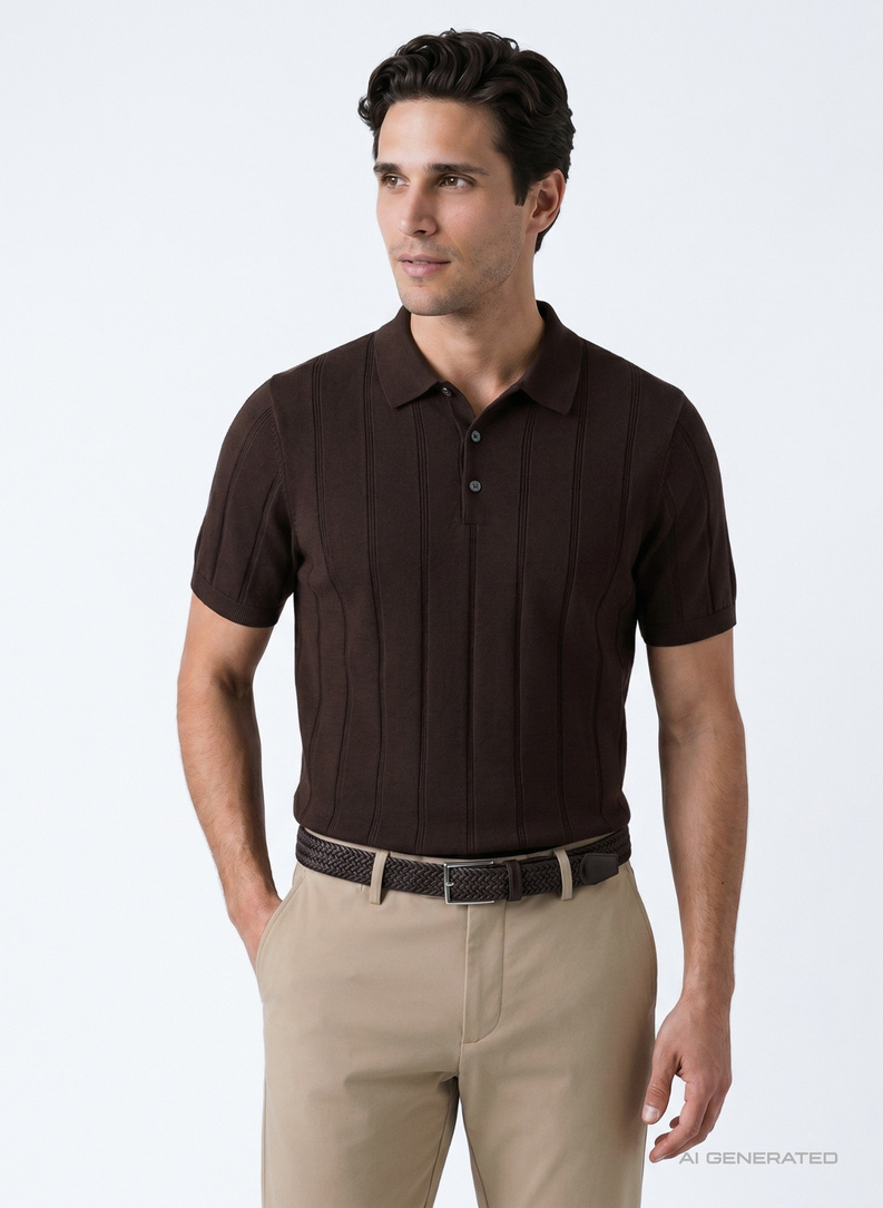 Swetrowe polo w kolorze brązowym
