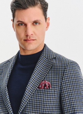 Granatowa marynarka w drobną kratę