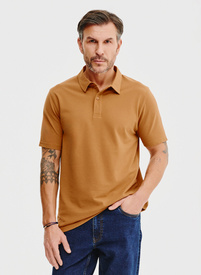 Męski t-shirt polo w kolorze beżowym