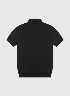 Czarny swetrowy t-shirt polo