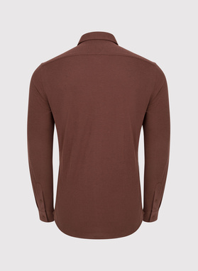 Gładka taliowania koszula w kolorze brązowym