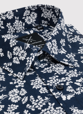 Granatowa koszula w białe kwiaty