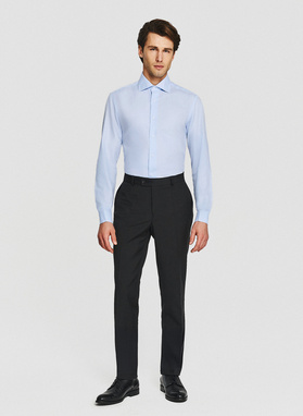 Niebieska koszula męska na spinki