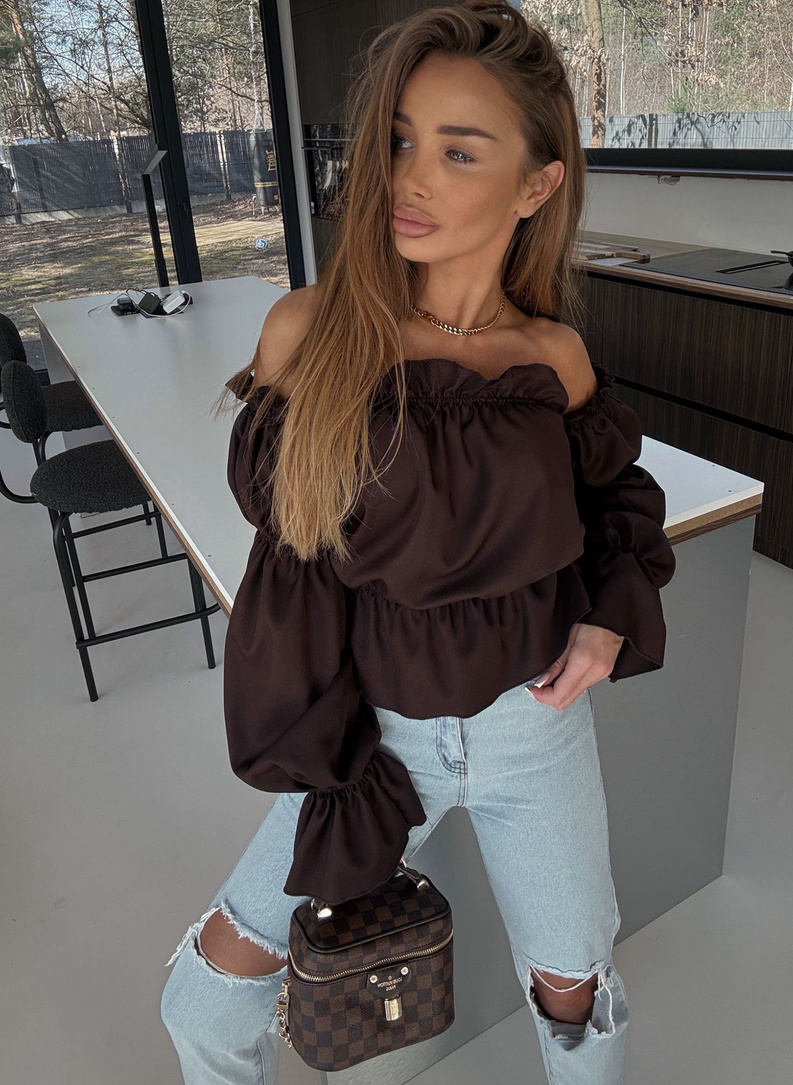 Bluzka hiszpanka MARBELA w kolorze brązowym