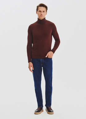 Brązowy gładki golf męski