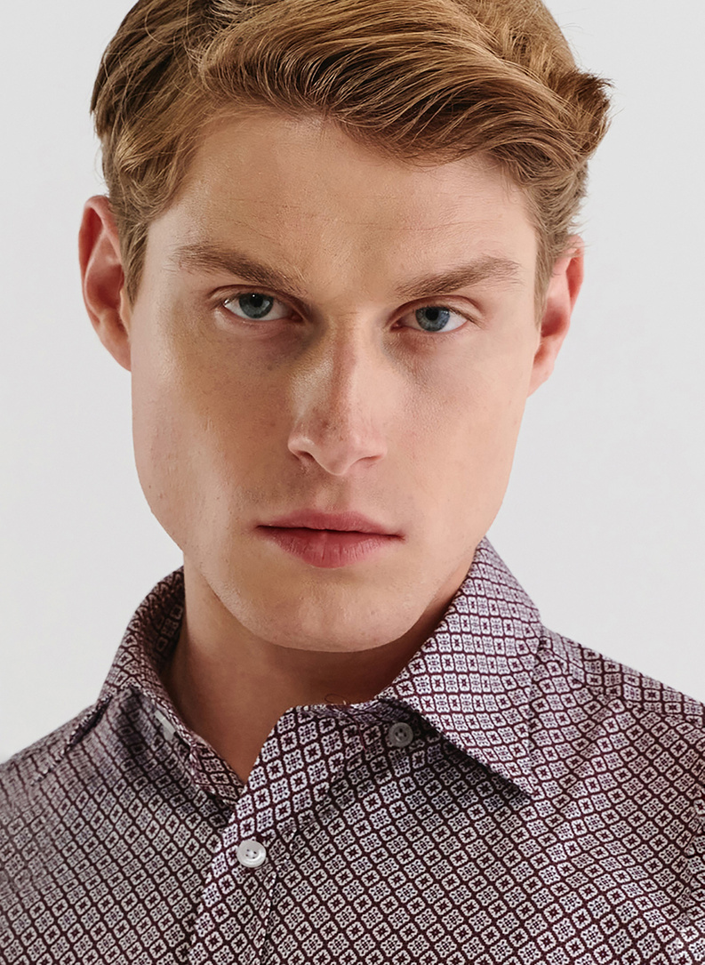 Brązowa wzorzysta koszula męska 