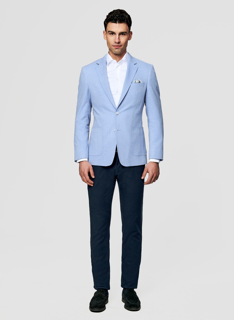 Niebieska marynarka z lnem i bawełną