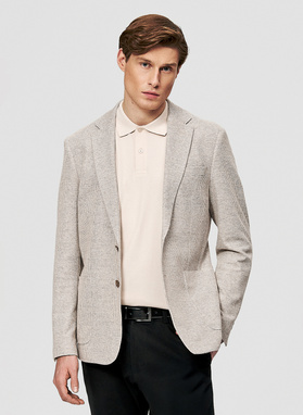 Beżowa marynarka w pepitkę