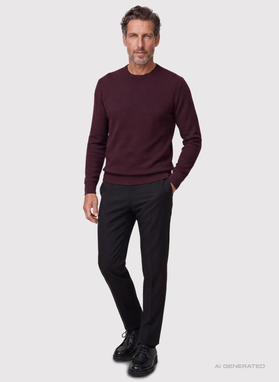 Śliwkowy sweter męski o-neck
