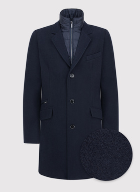 Męski płaszcz z wełną w kolorze granatowym