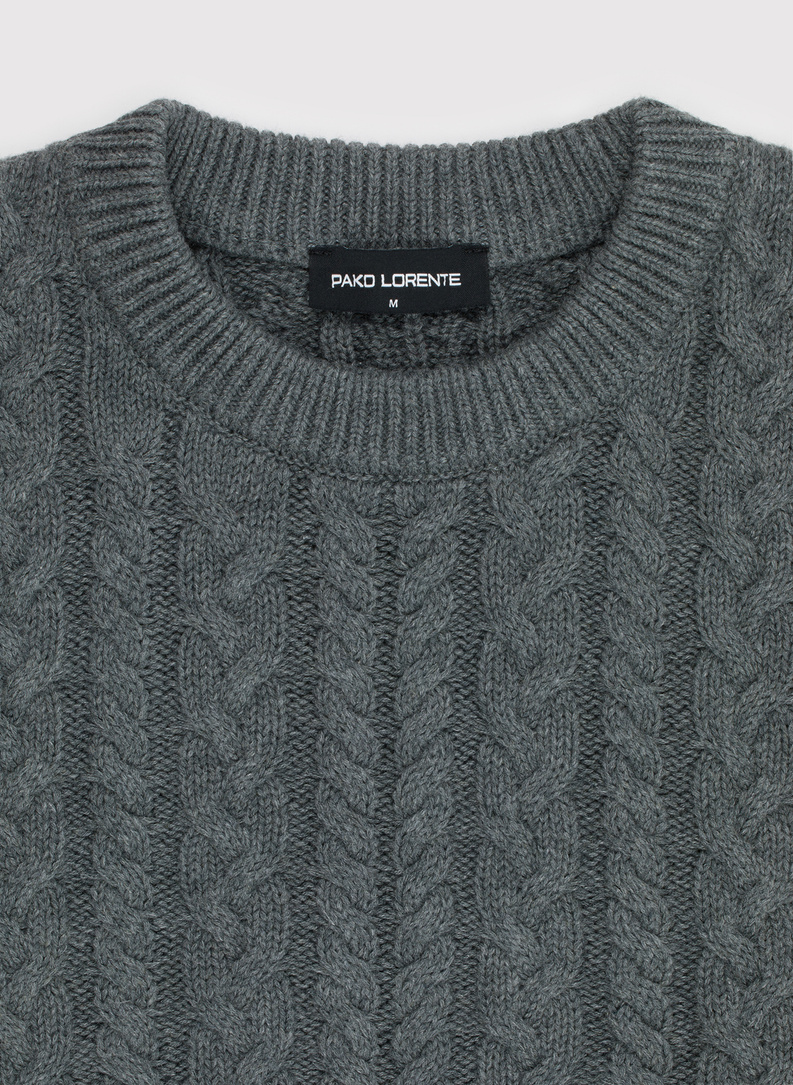 Szary sweter męski z kaszmirem