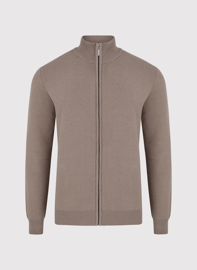 Sweter męski rozpinany w kolorze beżowym