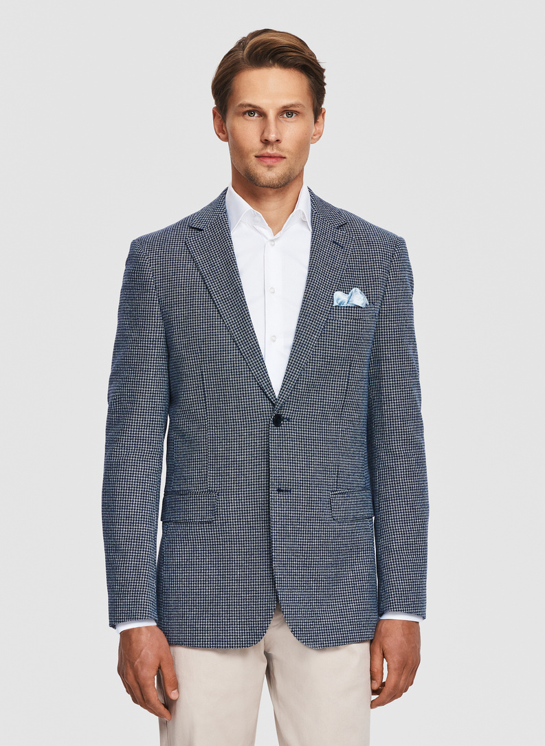 Marynarka w kratkę z lnem