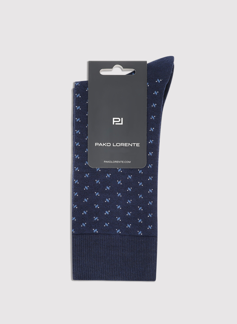 Granatowe skarpety we wzorki