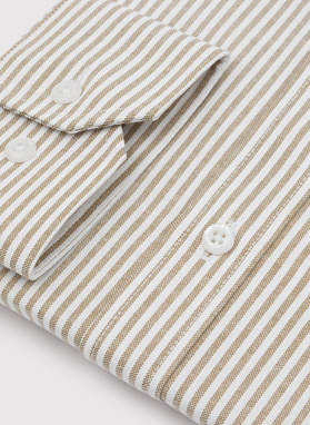 Beżowa koszula męska w paski