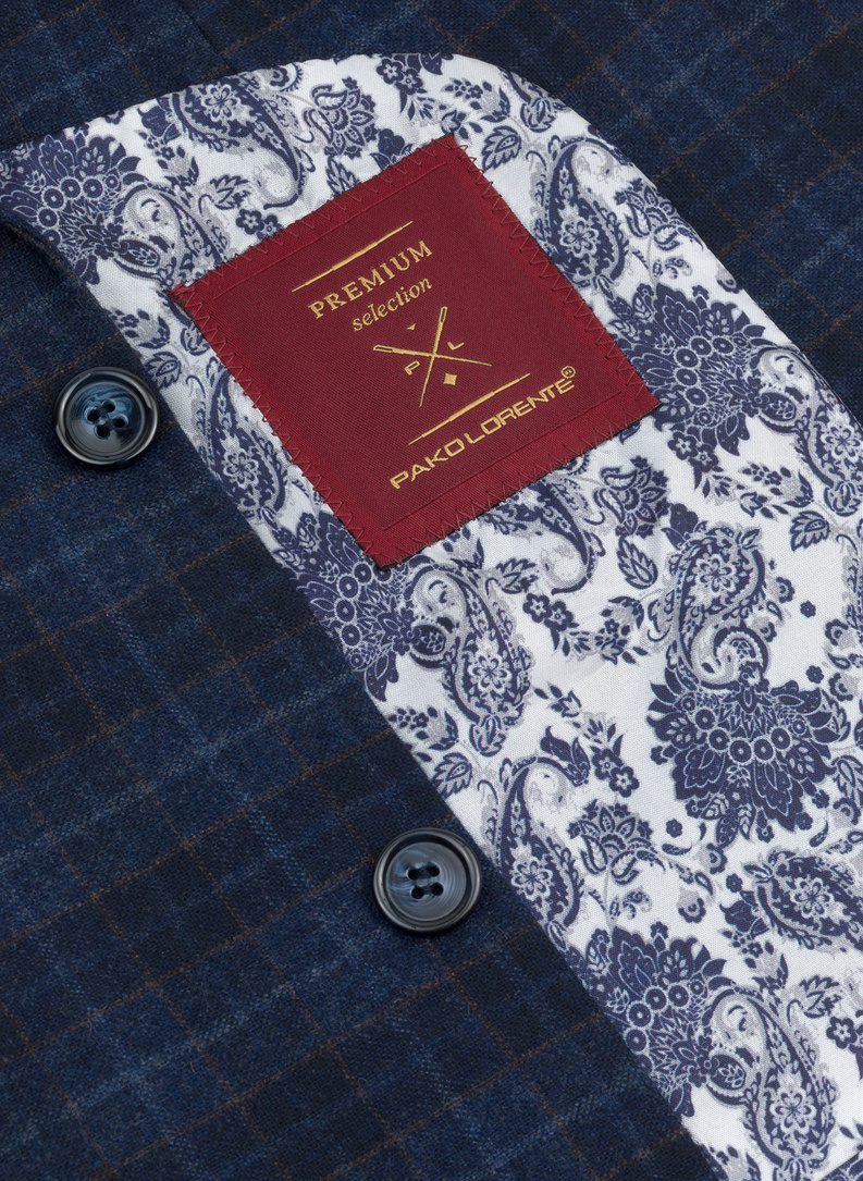 Granatowa marynarka w drobną kratkę