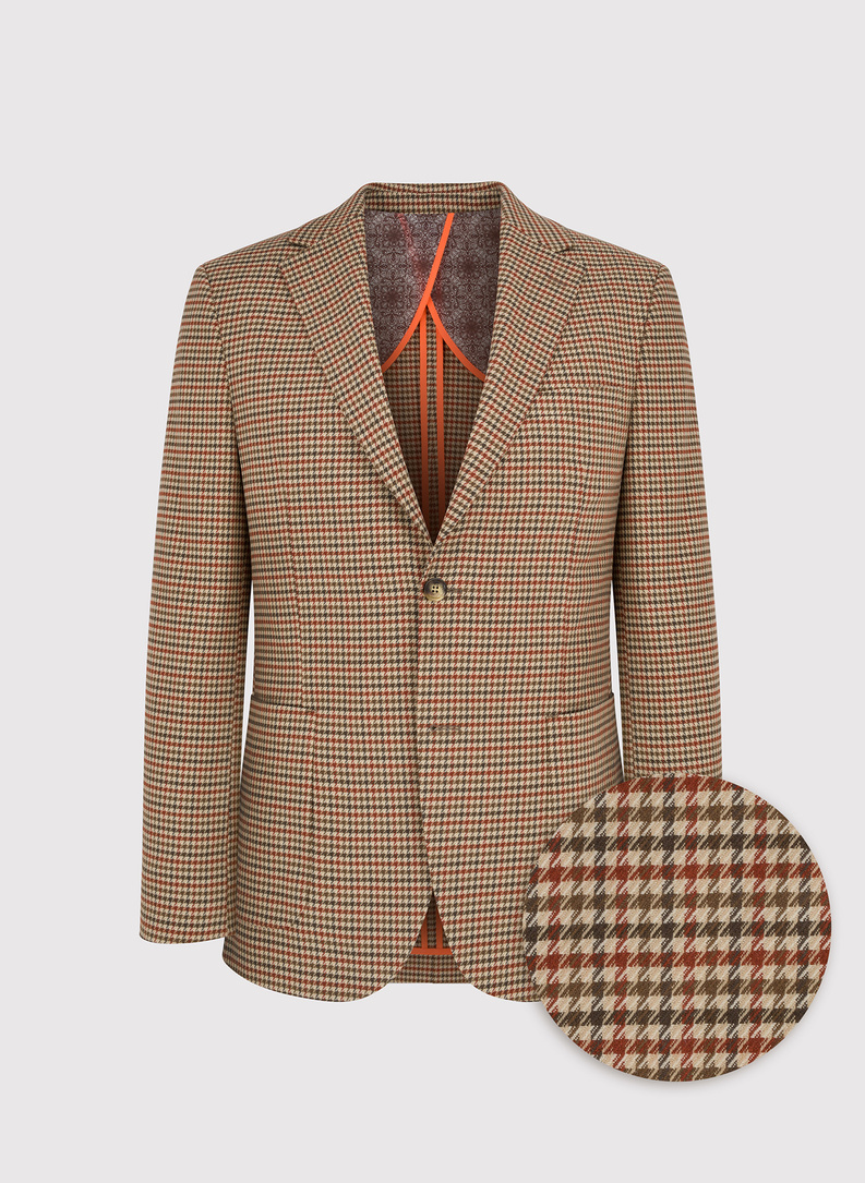 Beżowa marynarka w pepitkę