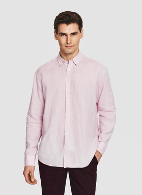 Lniana koszula męska w kolorze różowym