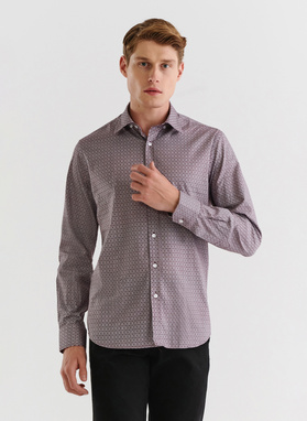 Brązowa wzorzysta koszula męska