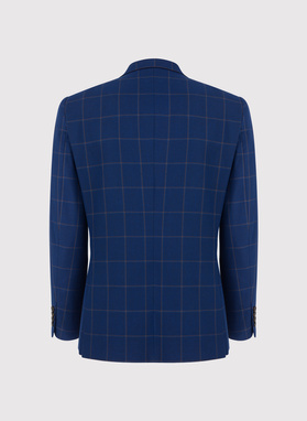 Granatowa marynarka casualowa w kratę