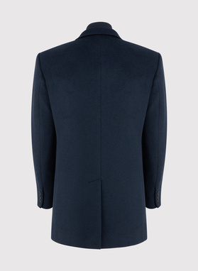 Granatowy płaszcz męski z odpinaną stójką