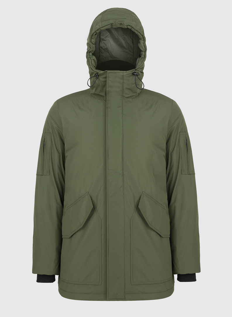 Zimowa kurtka z kapturem w kolorze zielonym