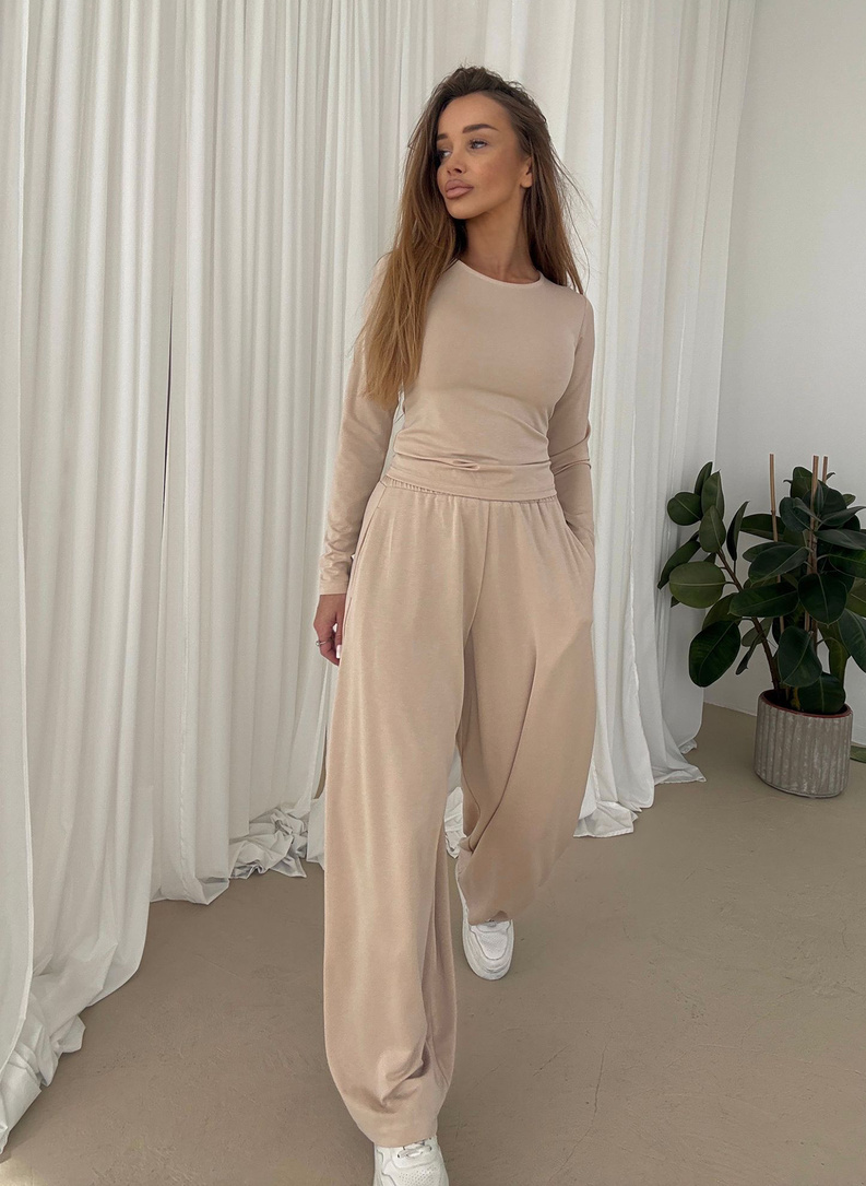 Komplet damski BARI LONG beżowy