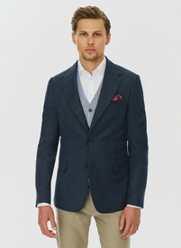 Granatowa marynarka z lnem