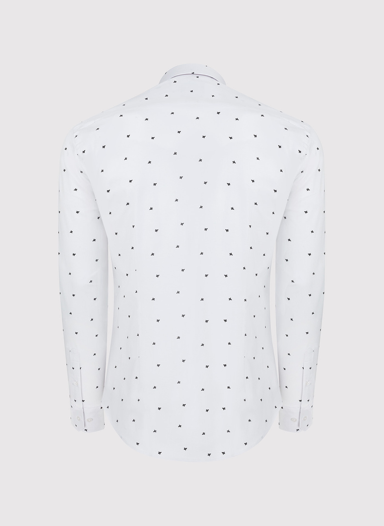 Biała koszula męska w samoloty