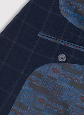 Granatowa marynarka garniturowa w kratę