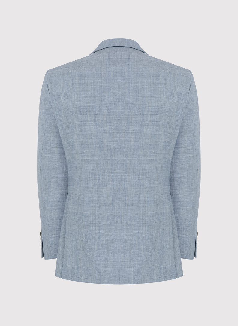 Niebieska marynarka garniturowa w kraciasty deseń