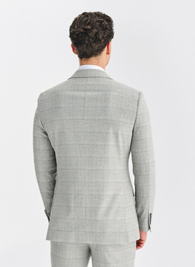 Szara marynarka garniturowa w kratkę