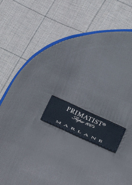 Szary wełniany garnitur męski w kratkę