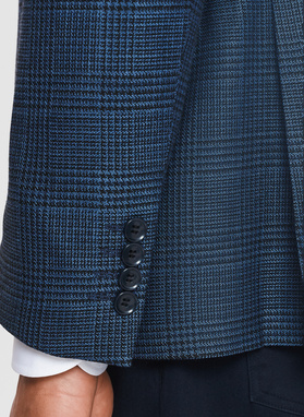 Granatowa marynarka w kratkę z wiskozą