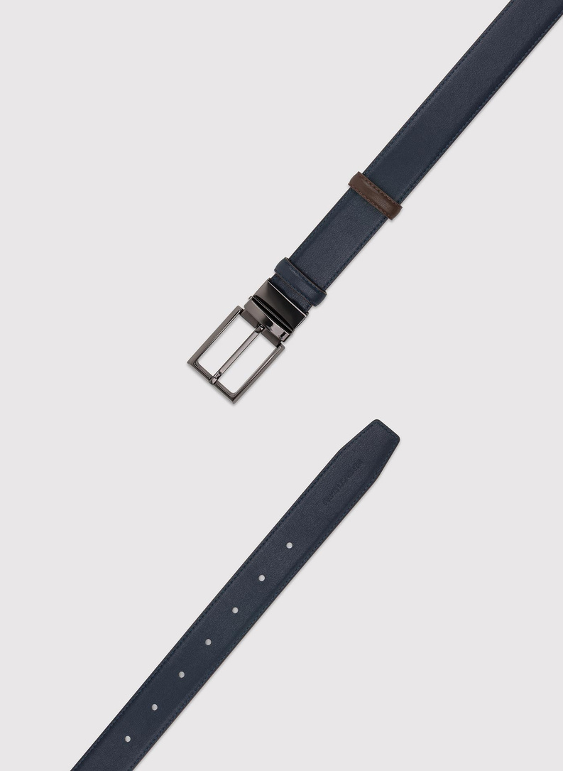 Dwustronny skórzany pasek męski