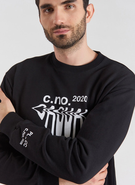 Czarna bluza oversize z okrągłym dekoltem C21SF-2B-002-C