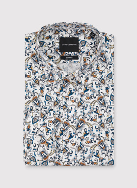 Biała koszula męska kolorowe kwiaty