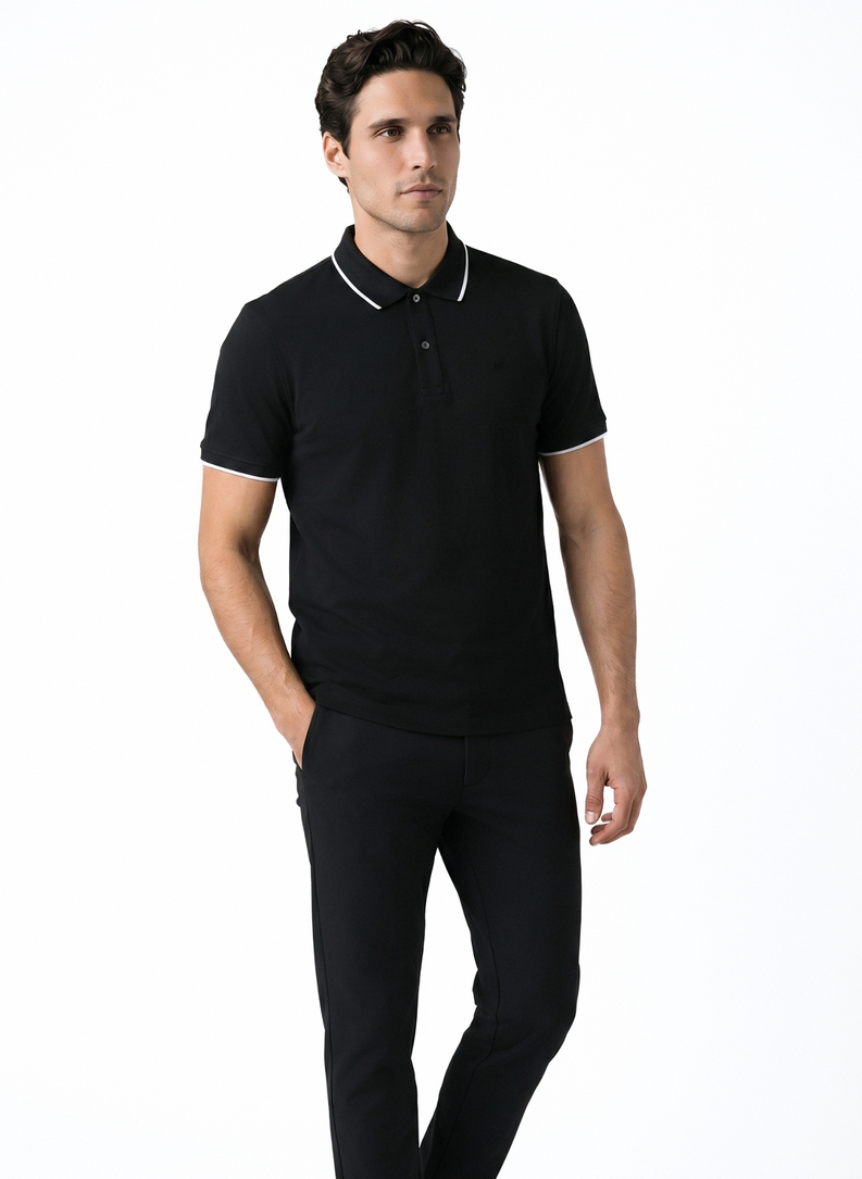 Czarny t-shirt polo