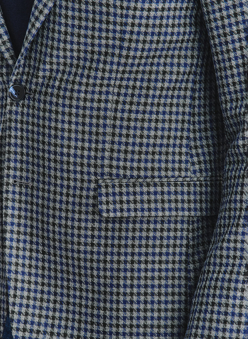 Granatowa marynarka w drobną kratę