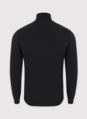 Gładki basicowy golf męski w kolorze czarnym